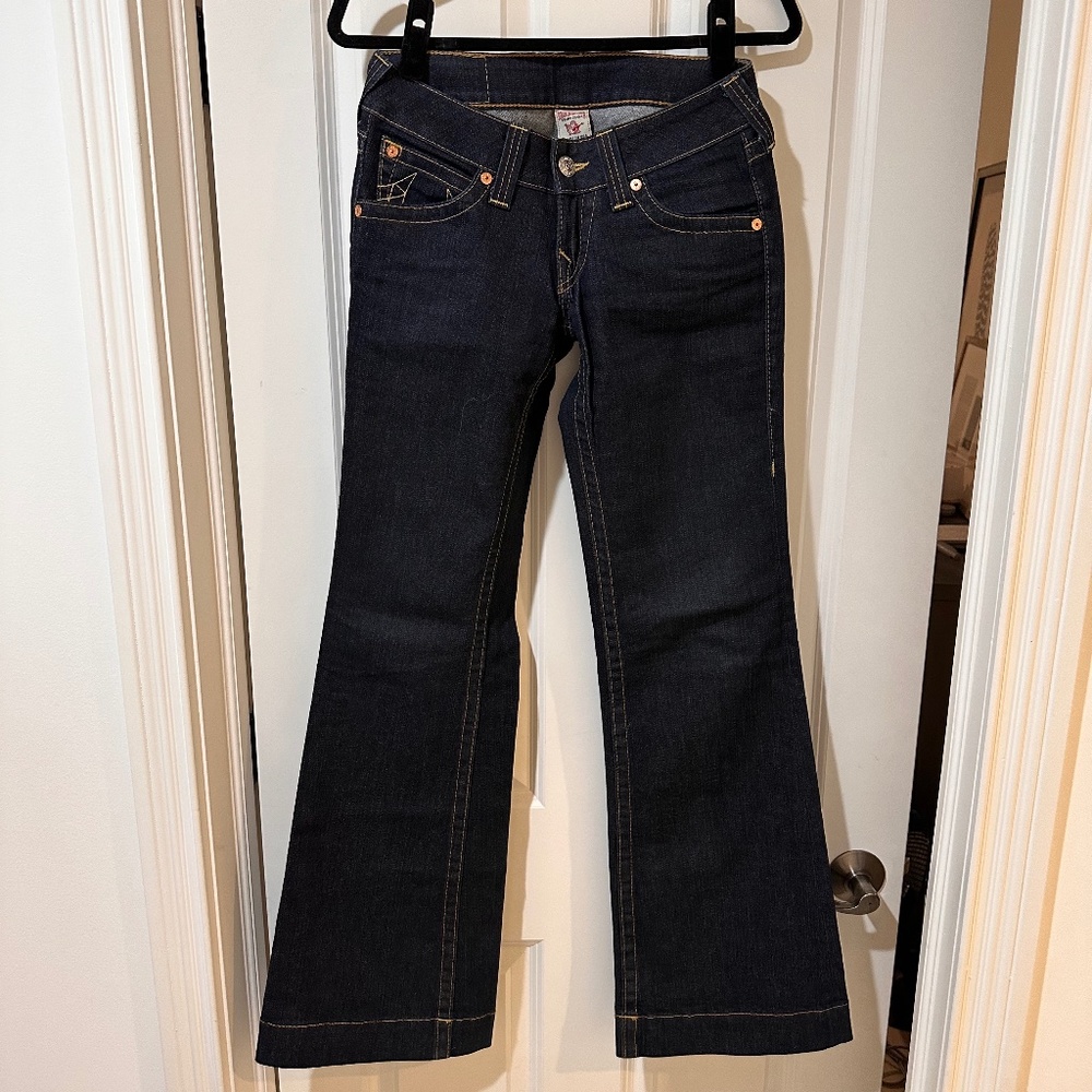 True Religion Dark Wash Bootcut Low Rise Jeans